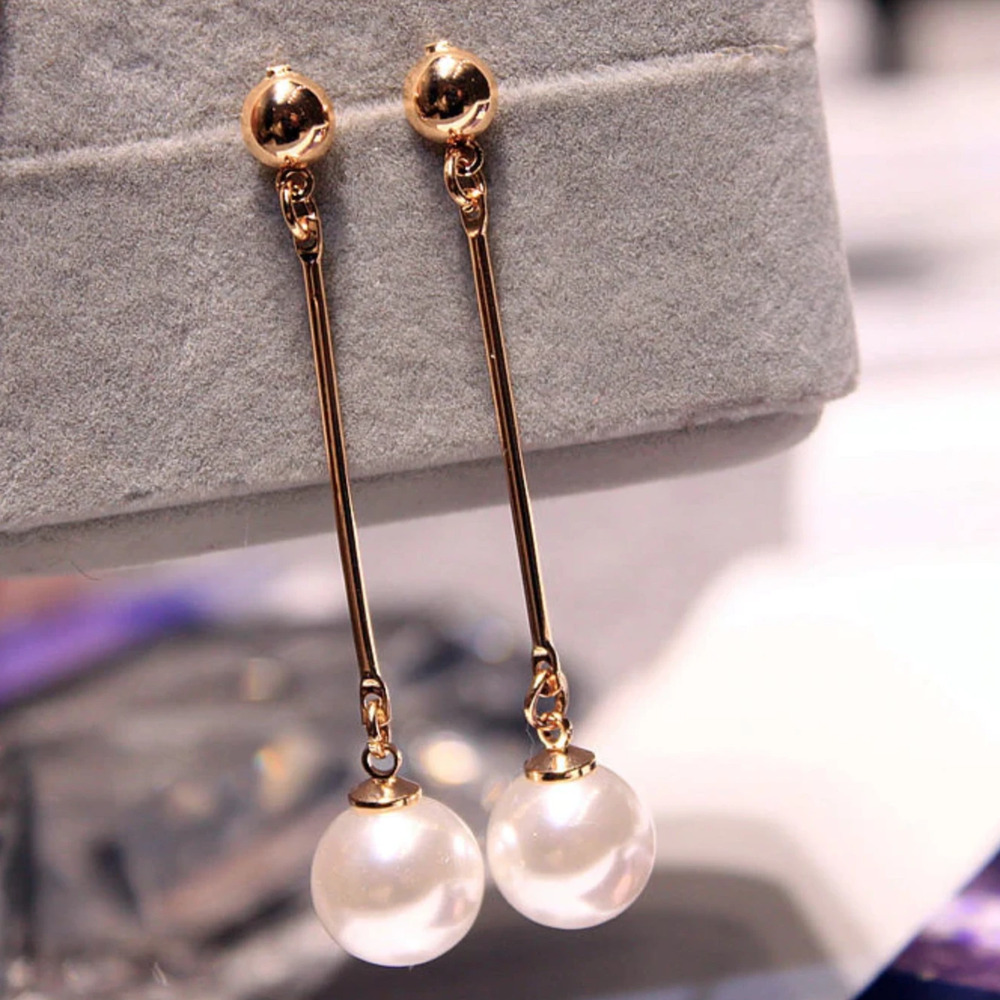 Emerson Gold Long Drop Pearl Earrings